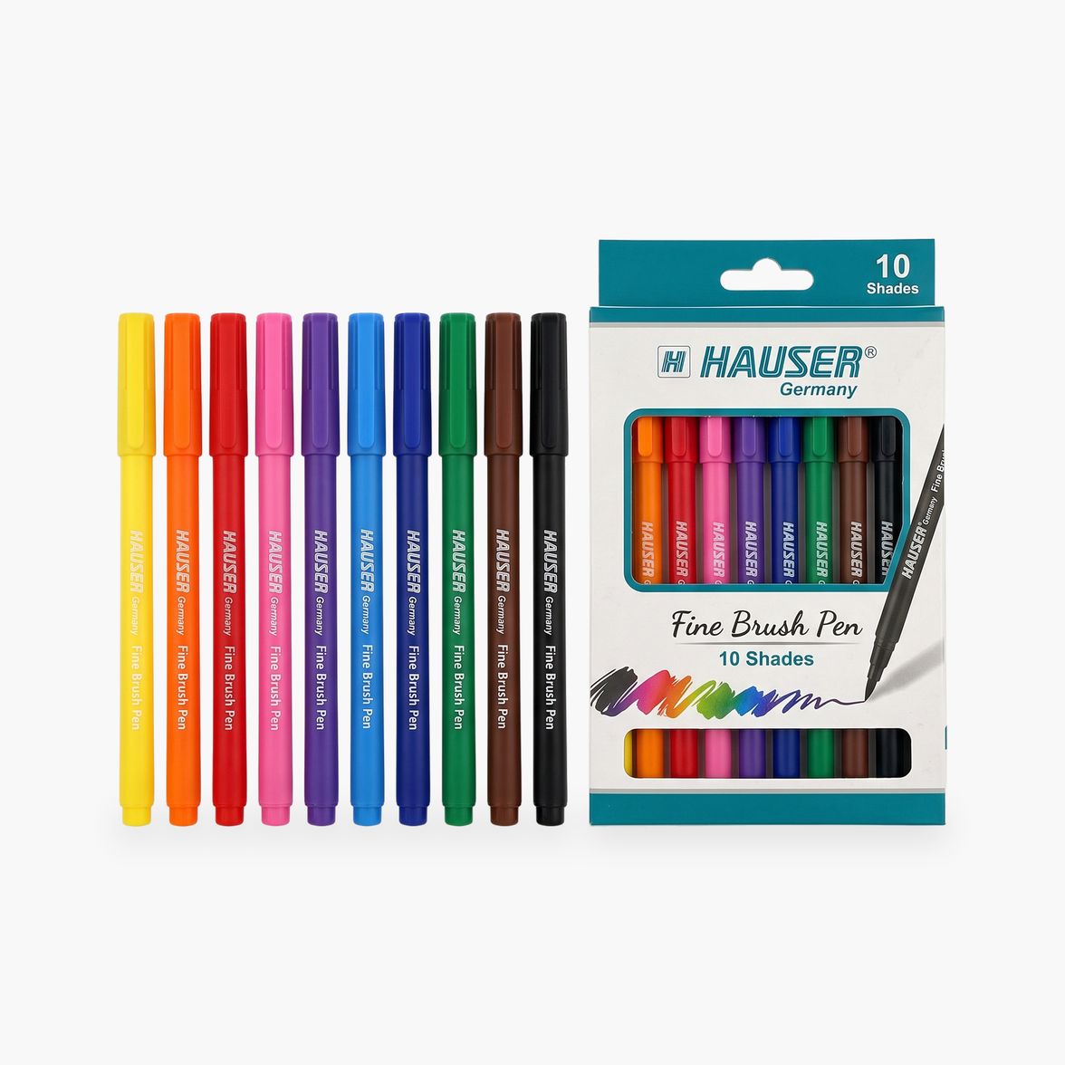 Фломастери Hauser со врв четка, 10 бои